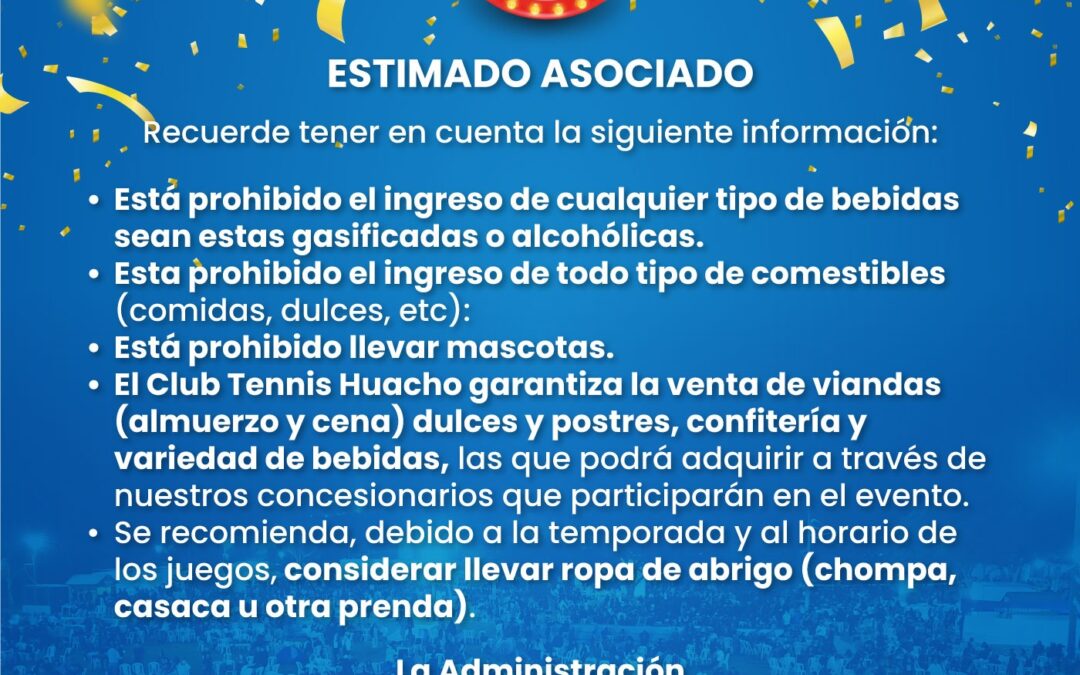 Comunicado – Bingo Tennístico 2024